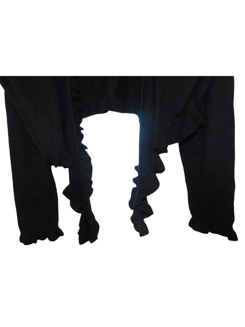 Tommy Hilfiger Black Cardigan Shrug XL Womens Angora Blend Ruffled Cropped - Picture 2 of 4